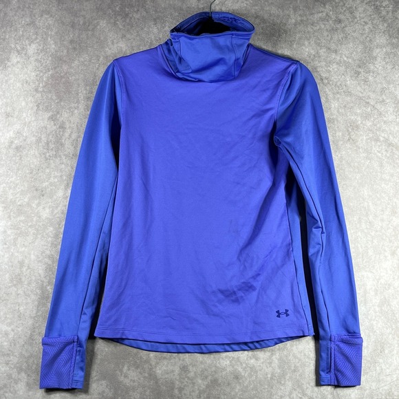 Under Armour UA Infrared Up Pace Shirt Womens Size XS Blue Funnel Neck NEW - Picture 1 of 9